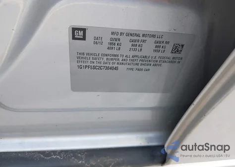 2012 Chevrolet Cruze 1Lt from USA, damaged, VIN 1G1PF5SC2C7384045